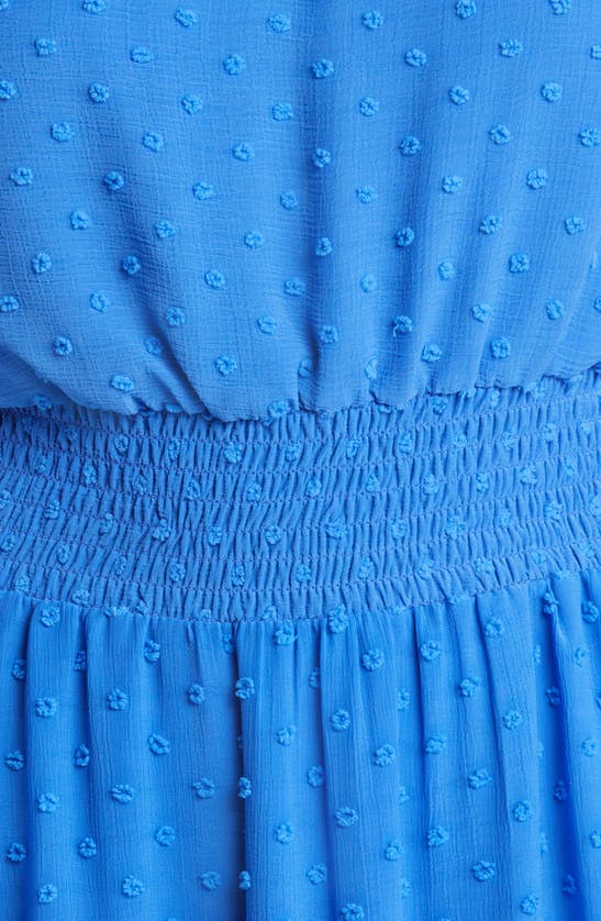 Cece Clip Dot Flutter Sleeve Midi Dress In Tropical Night ModeSens