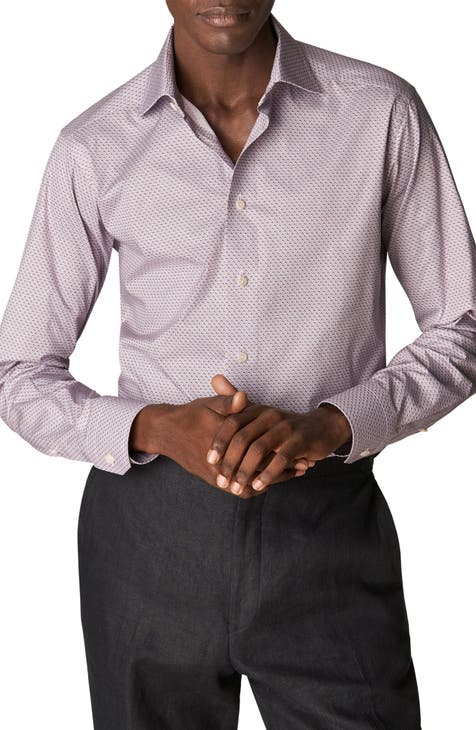 Eton Contemporary Fit Espresso Print Dress Shirt | Nordstrom