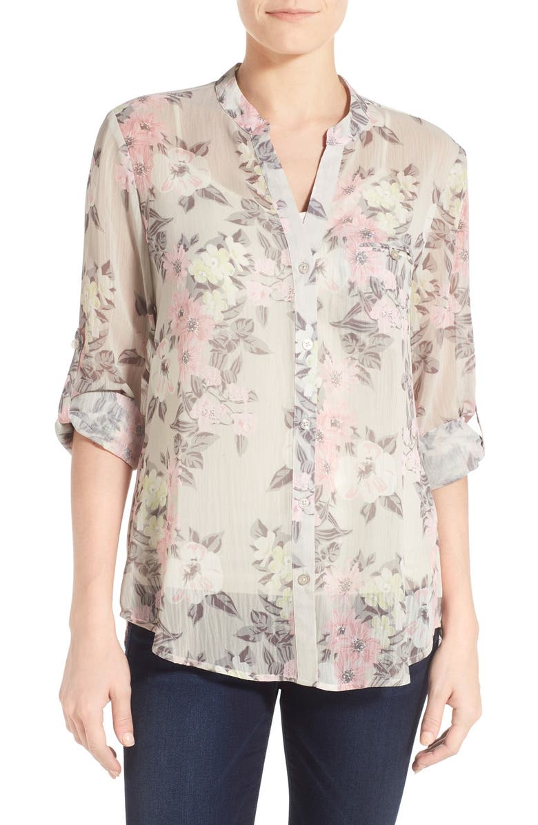 KUT from the Kloth 'Jasmine' Floral Print Roll Sleeve Blouse | Nordstrom