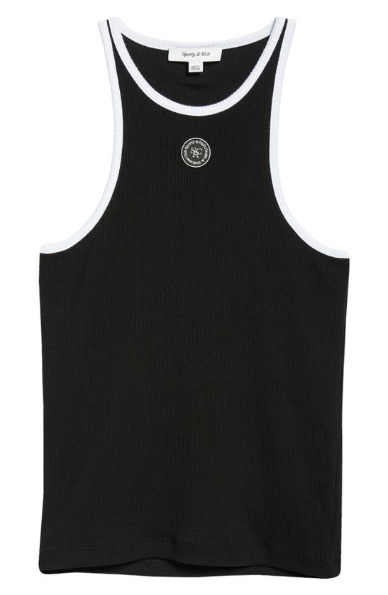 Shop Sporty And Rich Sporty & Rich Tipped Rib Tank In Black