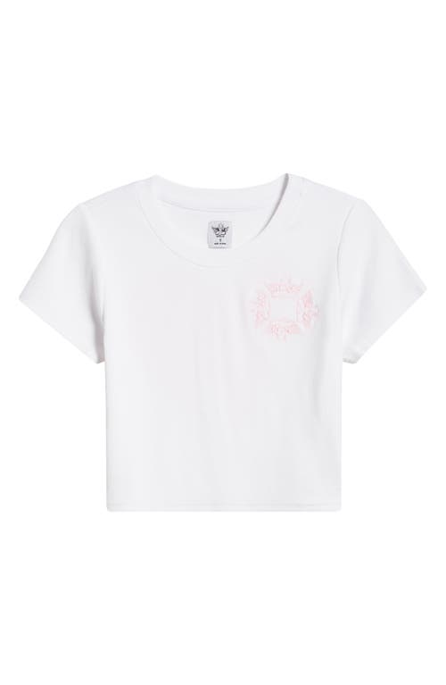 Shop Boys Lie Still Blushing Embroidered Crop T-shirt In White