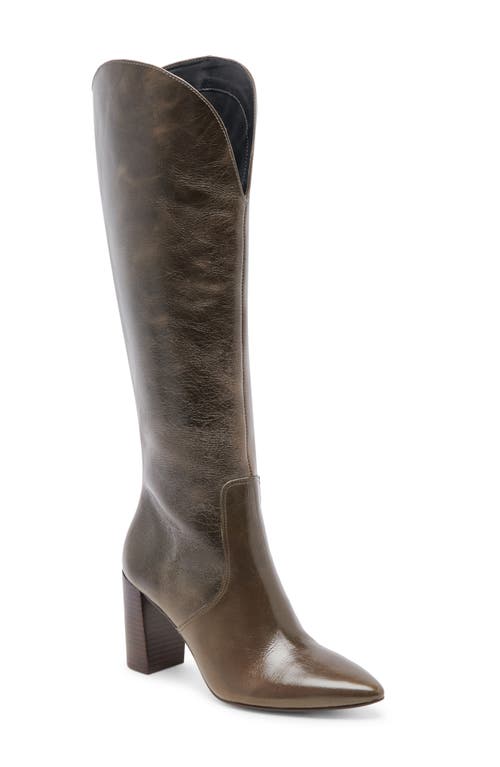 Dolce Vita Nedi Pointed Toe Knee High Boot In Dark Olive Leather