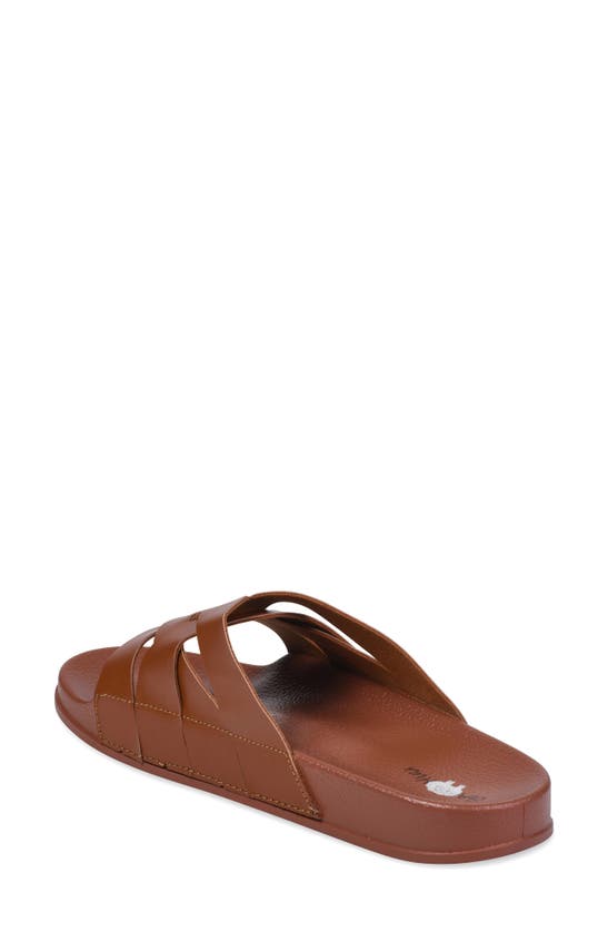 Gaahuu Crisscross Strap Slide Sandal In Brown
