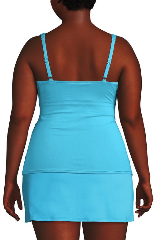 Shop Lands' End Plus Size V-neck Wrap Underwire Tankini Swimsuit Top In Turquoise