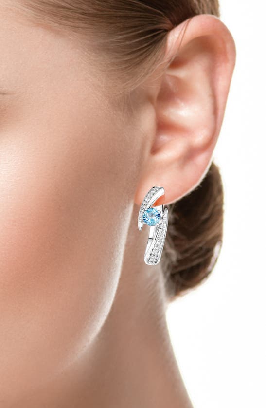 Shop Hueb Aquamarine & Diamond Hoop Earrings In White Gold