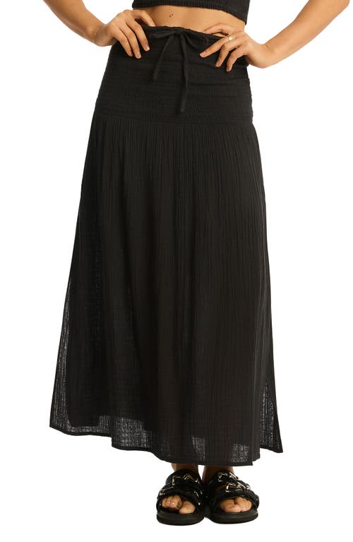 Sunset Beach Cotton Gauze Cover-Up Skirt in Black