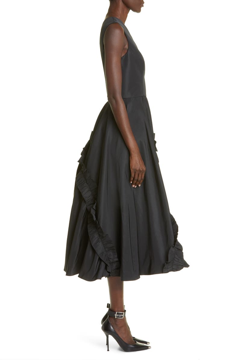 Alexander McQueen Ruffle One-Shoulder Faille Dress, Alternate, color, 