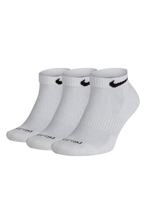 Nike Dry 3-Pack Everyday Plus Cushion Low Training Socks in White/Black at Nordstrom, Size Large