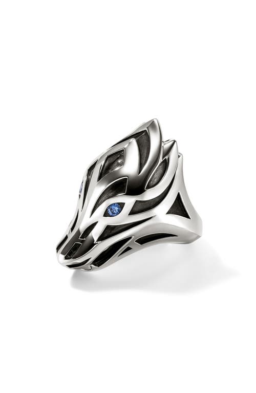 Shop John Hardy Naga Ring, Sterling Silver, Blue Sapphire In Silver/blue Saphire