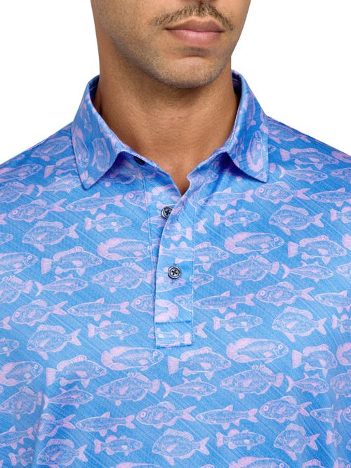 Shop Construct Con.struct Fish Print Performance Golf Polo In Pink