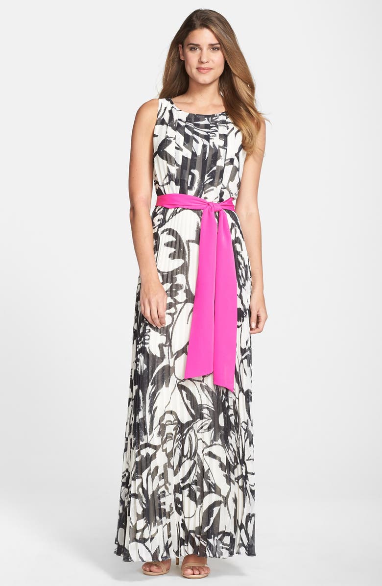 Eliza J Print Chiffon Tie Waist Maxi Dress (Regular & Petite) | Nordstrom