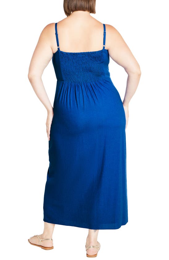 Shop City Chic Abbie Drape Midi Dress In Oly Blue