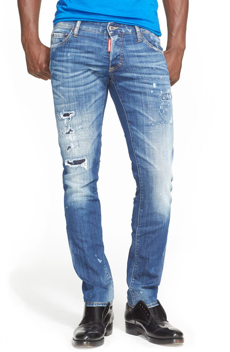 Dsquared2 Ripped & Repaired Slim Fit Jeans (Indigo) | Nordstrom
