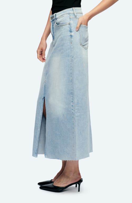 Shop Bayeas Raw Hem Denim Midi Skirt In Story