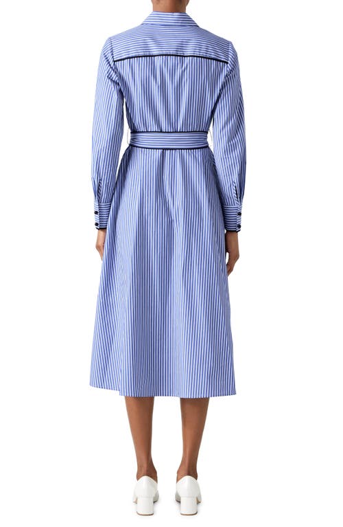 Shop Lk Bennett Lucan Long Sleeve Shirtdress In Blue