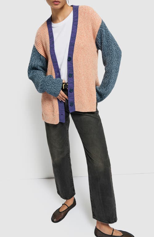 Shop Nation Ltd Sadie Colorblock Marled Cotton Cardigan In Color Block Pheasant