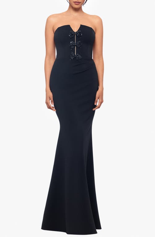 Betsy & Adam Women's Bow Sweetheart-neck Strapless Gown In Black/black
