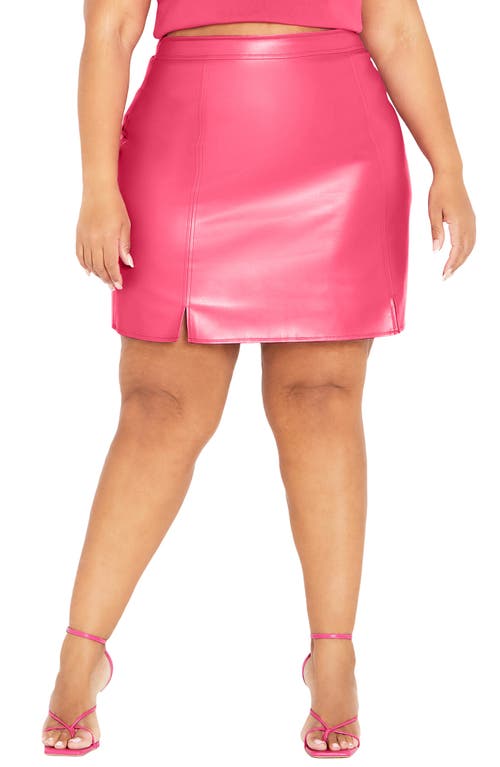 City Chic Lanie Faux Leather Skirt Vibrant Pink at