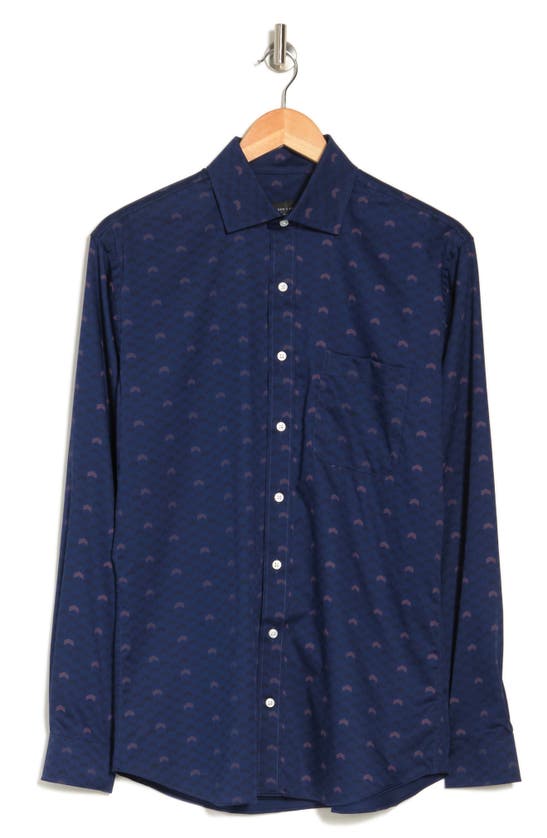 Alton Lane Dylan Lifestyle Stretch Cotton Button-up Shirt In Blue Chevron