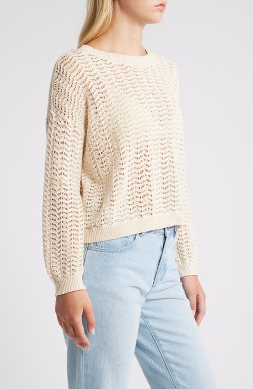 Shop Billabong Sunlit Open Stitch Sweater In White Cap