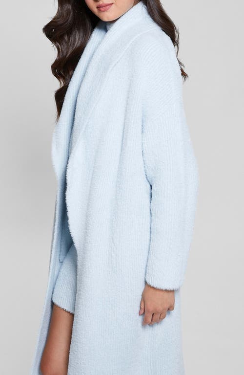 Shop Guess Vero Fuzzy Shawl Collar Longline Cardigan In Sky High