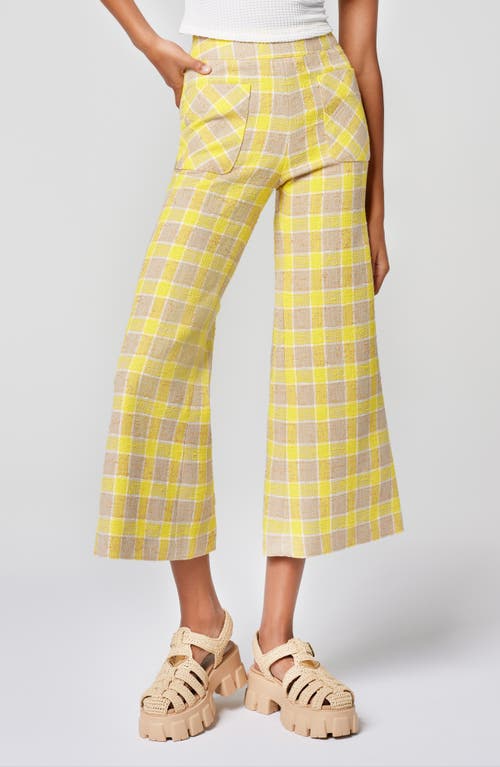 Crop Wide Leg Pants in Yellow Check