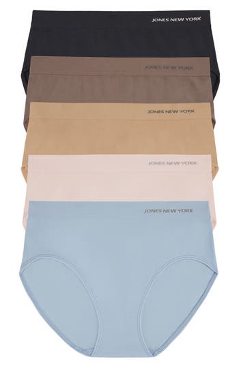 Jones New York Seamless 5-pack Hi-cut Briefs In Blu/shell/jude