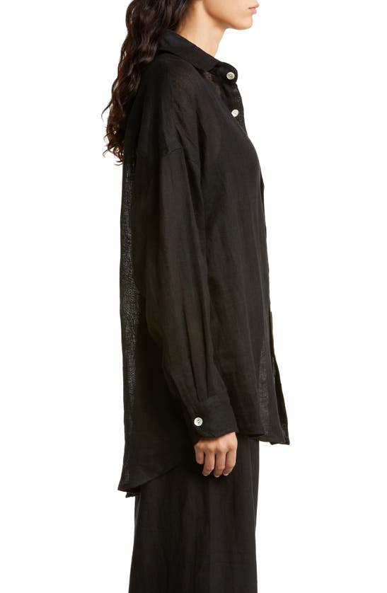 Shop Vitamin A ® Playa Linen Oversized Shirt In Ecolinen Gauze Black