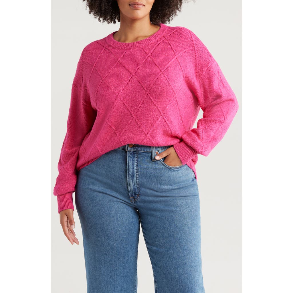 Caslonr Caslon(r) Diamond Pattern Sweater In Pink Electric