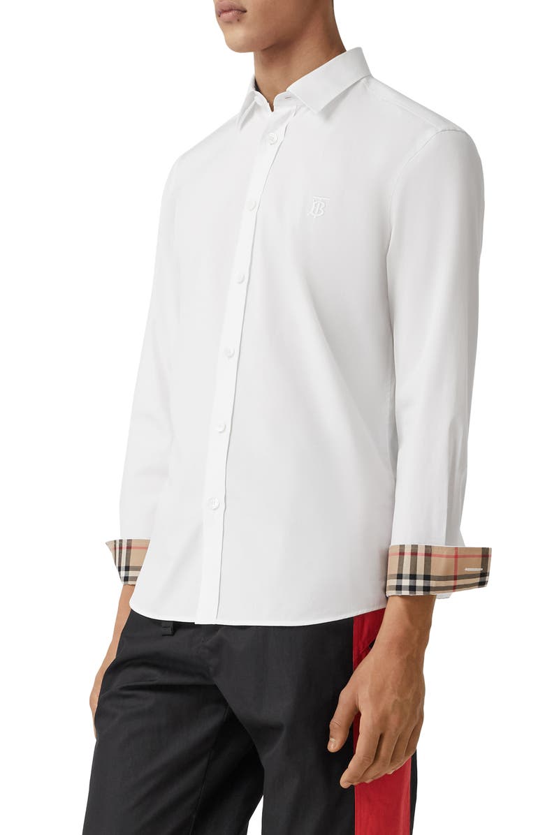 Burberry Sherwood Monogram Motif Slim Fit Stretch Poplin Button-Up Shirt |  Nordstrom