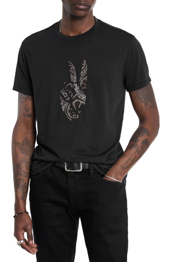 John Varvatos Embroidered Peace Sign T-shirt In Black