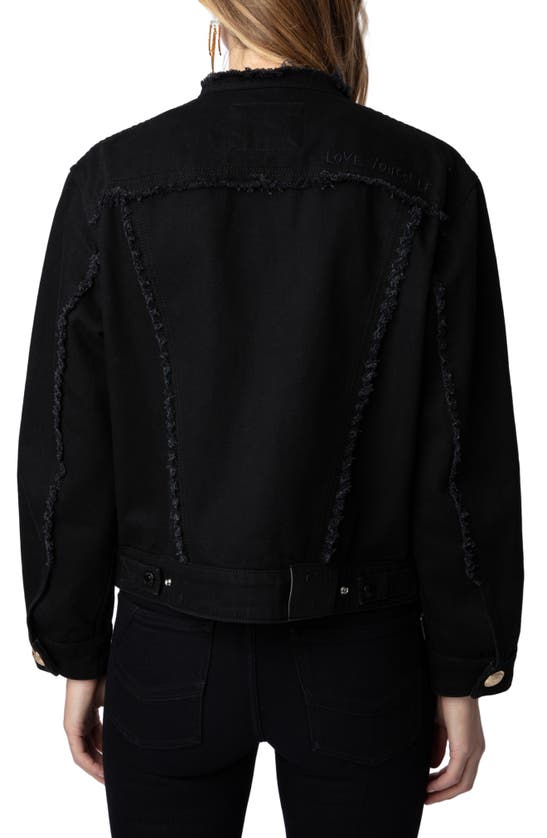 Shop Zadig & Voltaire Kaely Raw Edge Denim Jacket In Noir