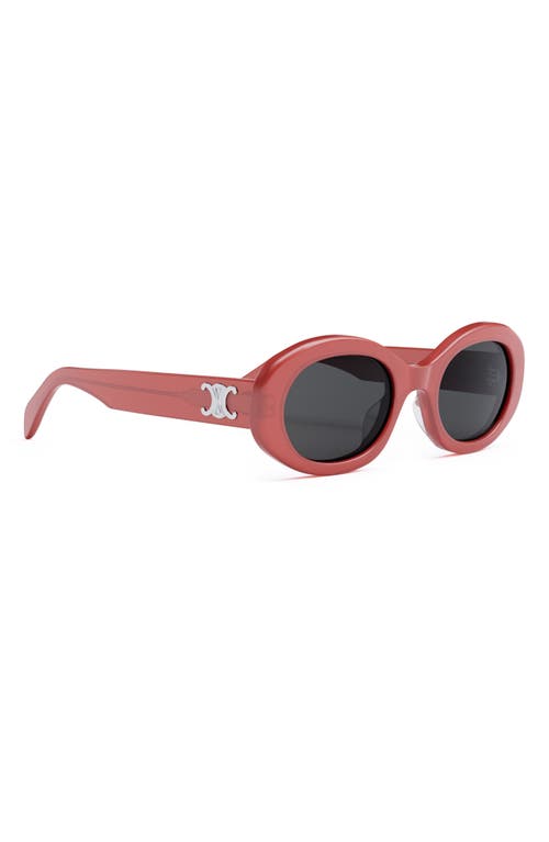 Shop Celine Triomphe 52mm Oval Sunglasses In Shiny Red/smoke