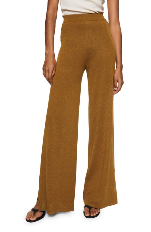 MANGO Slit Hem Knit Pants in Medium Brown at Nordstrom, Size Small