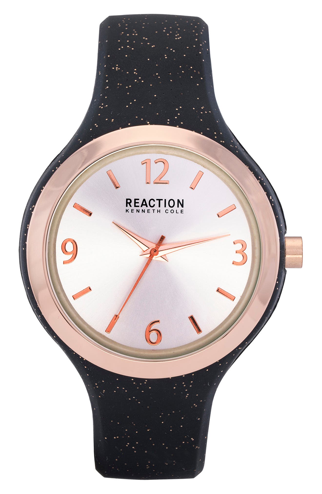 Kenneth Cole Reaction Women's Reaction 3 Hands Silver Dial Silicone Watch In Black