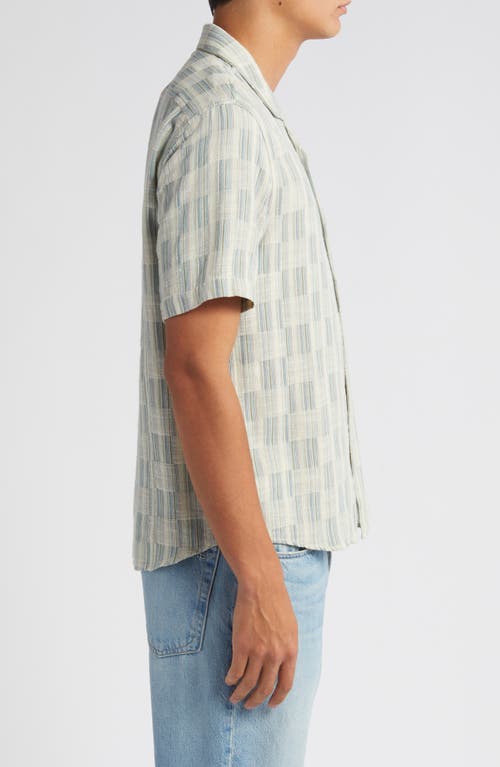 Shop Corridor Check Jacquard Short Sleeve Cotton Button-up Shirt In Blue