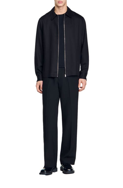 Shop Sandro Loose-fit Zip-up Shirt In Black