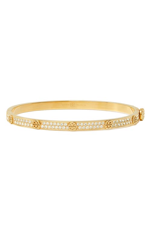 Tory Burch Miller Stud Hinge Bracelet In Tory Gold/crystal