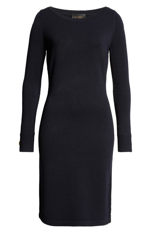 St John St. John Collection Santiago Knit Long Sleeve Sweater Dress In Midnight
