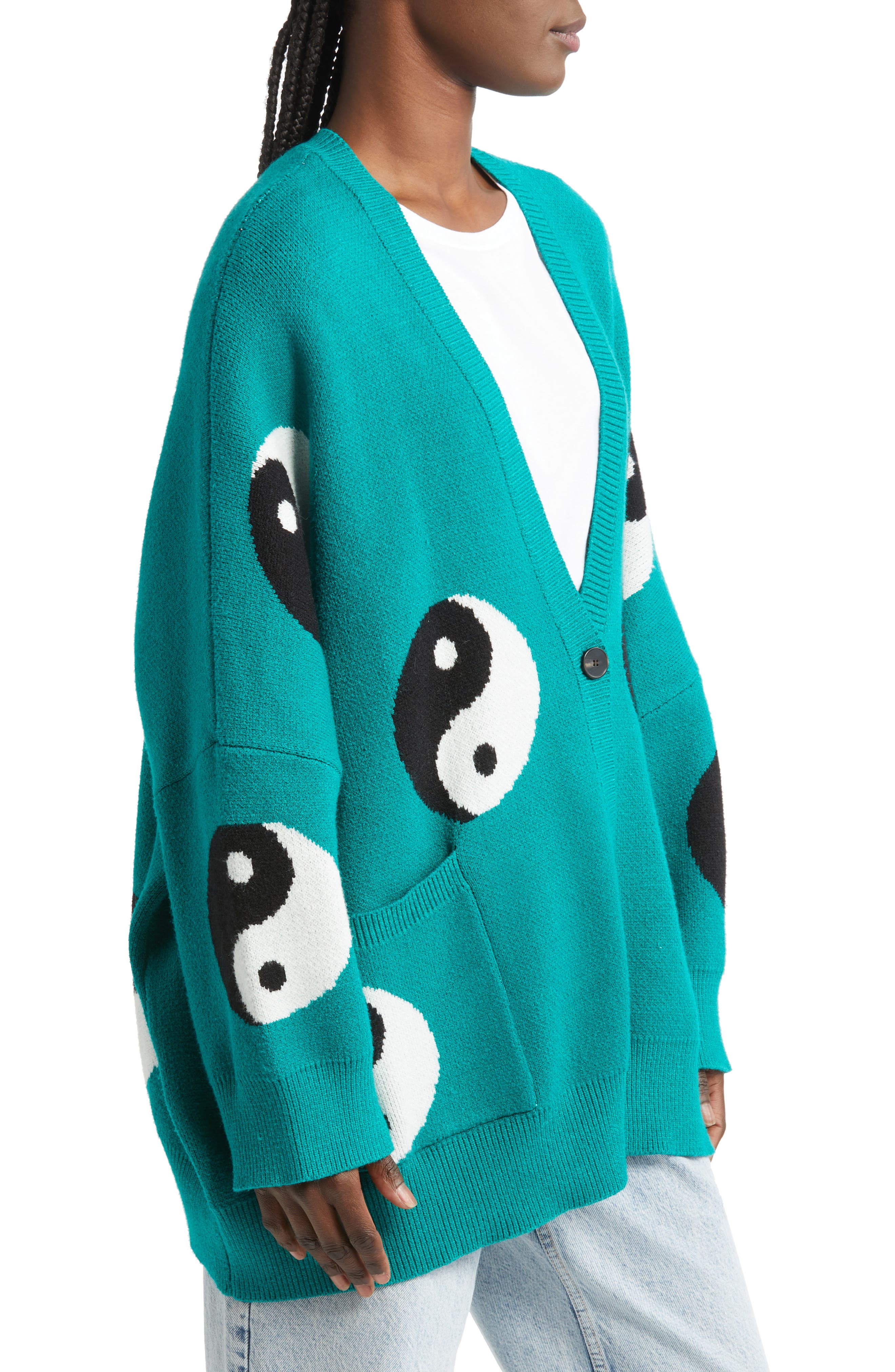 Dressed in Lala Yin & Yang Boxy Oversize Cardigan Nordstrom