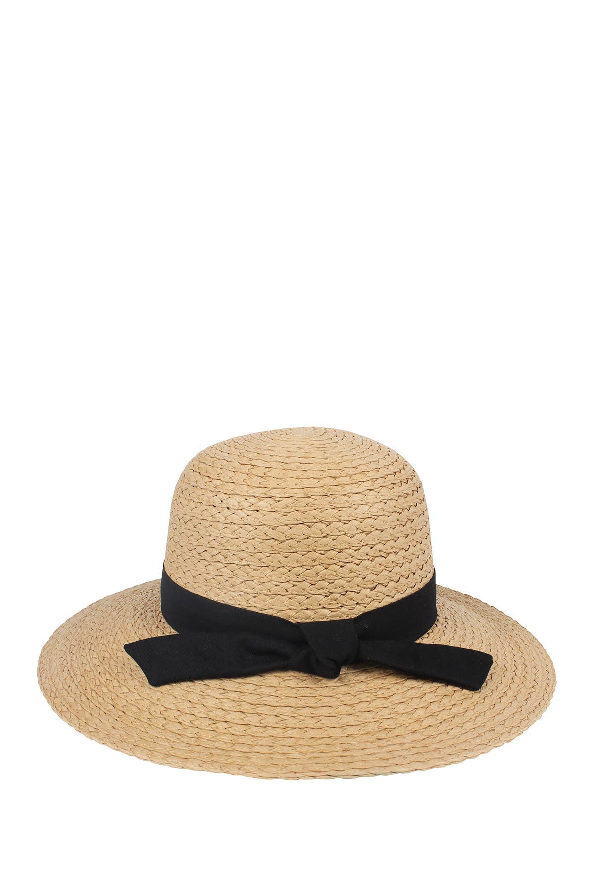 David & Young Straw Woven Banded Trim Hat In Lt. Brown