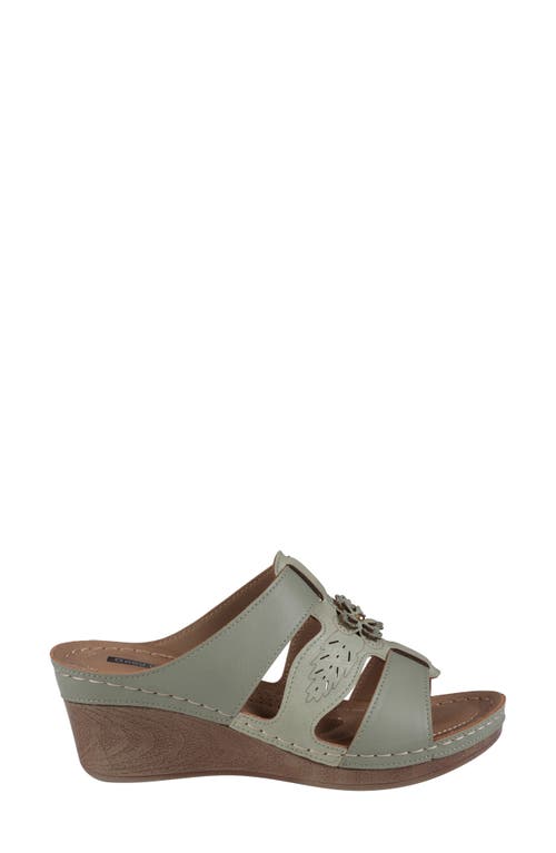 Gc Shoes Spring Green Open Toe Triple Band Flower Wedge Sandals In Green