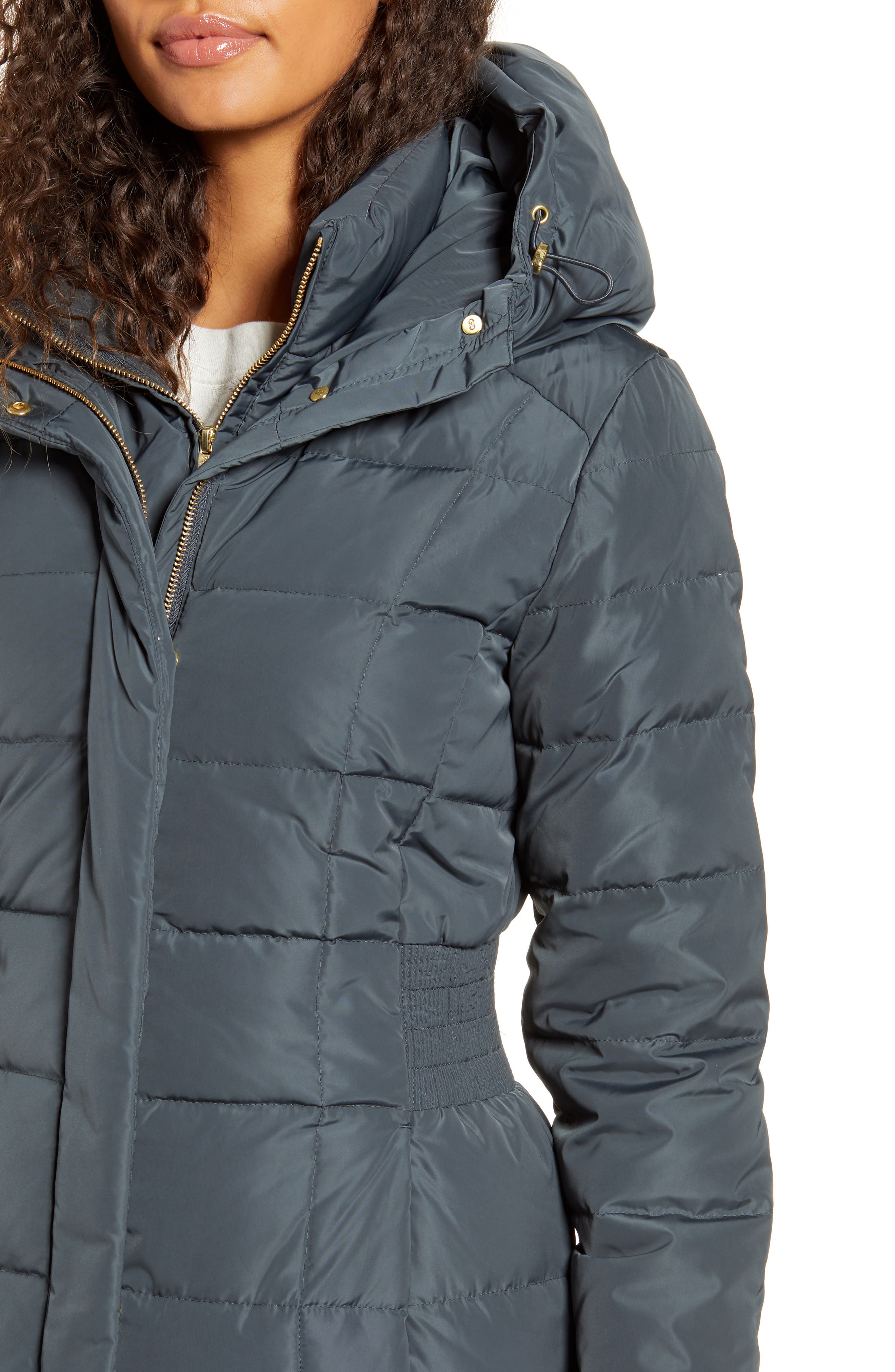 COLE HAAN SIGNATURE Puffer Zip Bib Insert Hooded Down Jacket