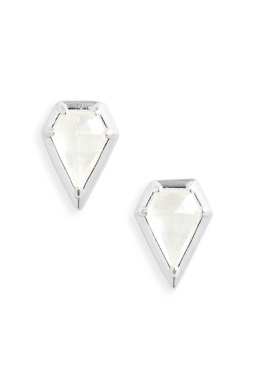 Moonstone Stud Earrings in Silver