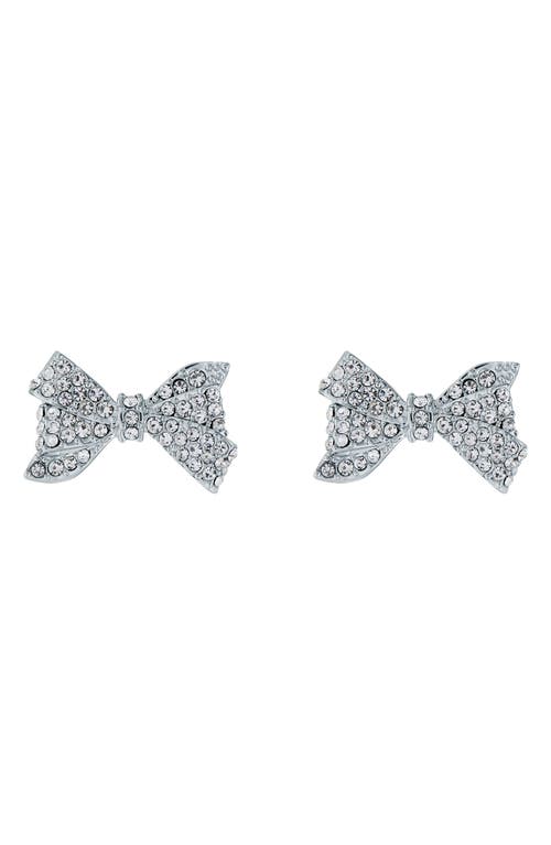 Ted Baker London Barseta Pavé Crystal Bow Stud Earrings In Silver Tone/clear Crystal