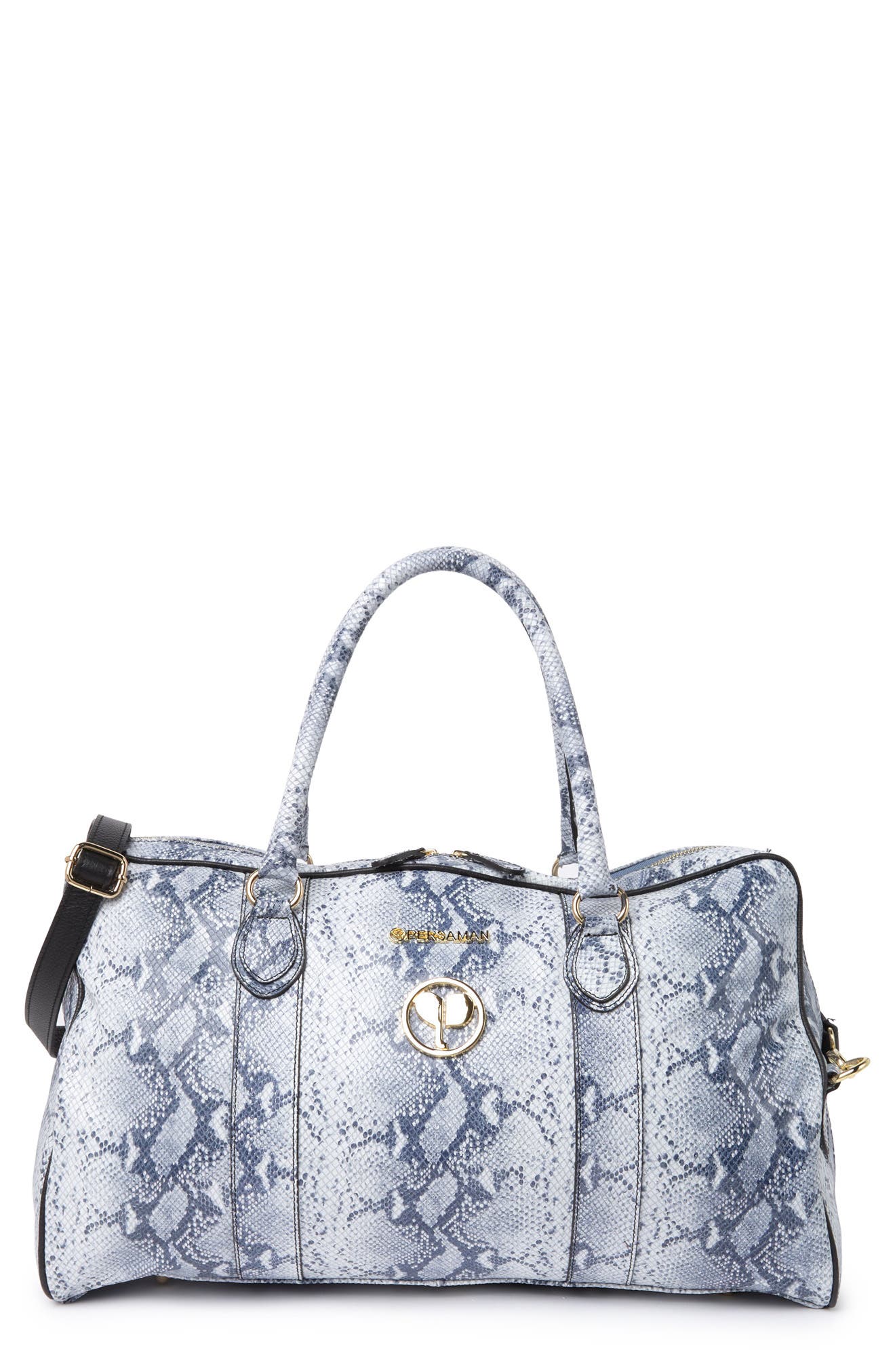 Persaman New York Angelina Python Snake Skin Print Duffel Bag In Bluecomb