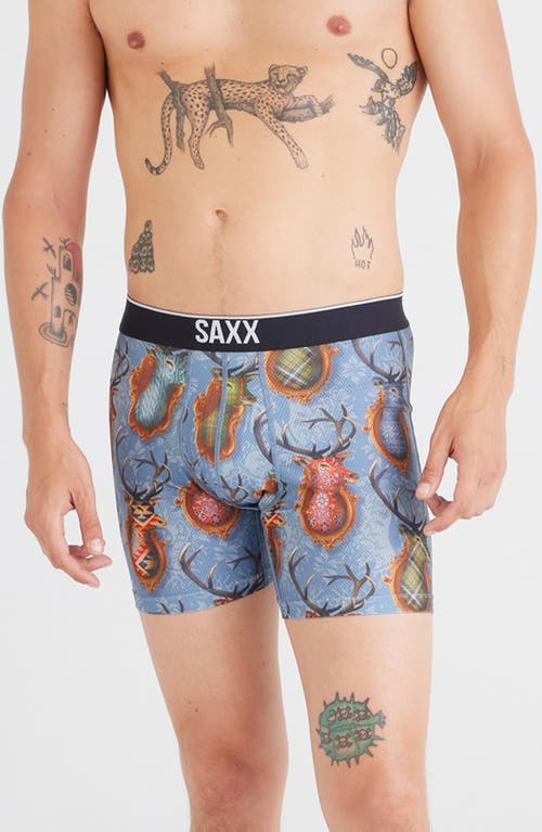 Saxx Volt Breathable Sim Fit Mesh Boxer Briefs In Mr. Deer Face-slate