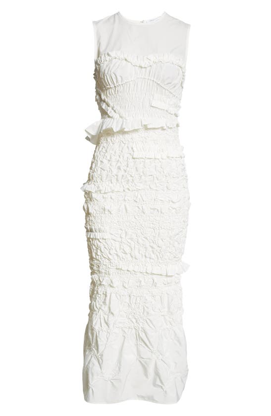Shop Cecilie Bahnsen Vanda Pansy Smocked Faille Midi Dress In White