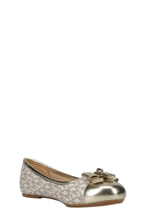 Shop Michael Michael Kors Kids' Kenya Lock Metallic Ballet Flat In Pale Gold