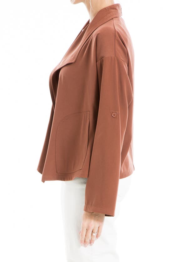 Shop Max Studio Twill Drape Front Short Jacket In Chestnut